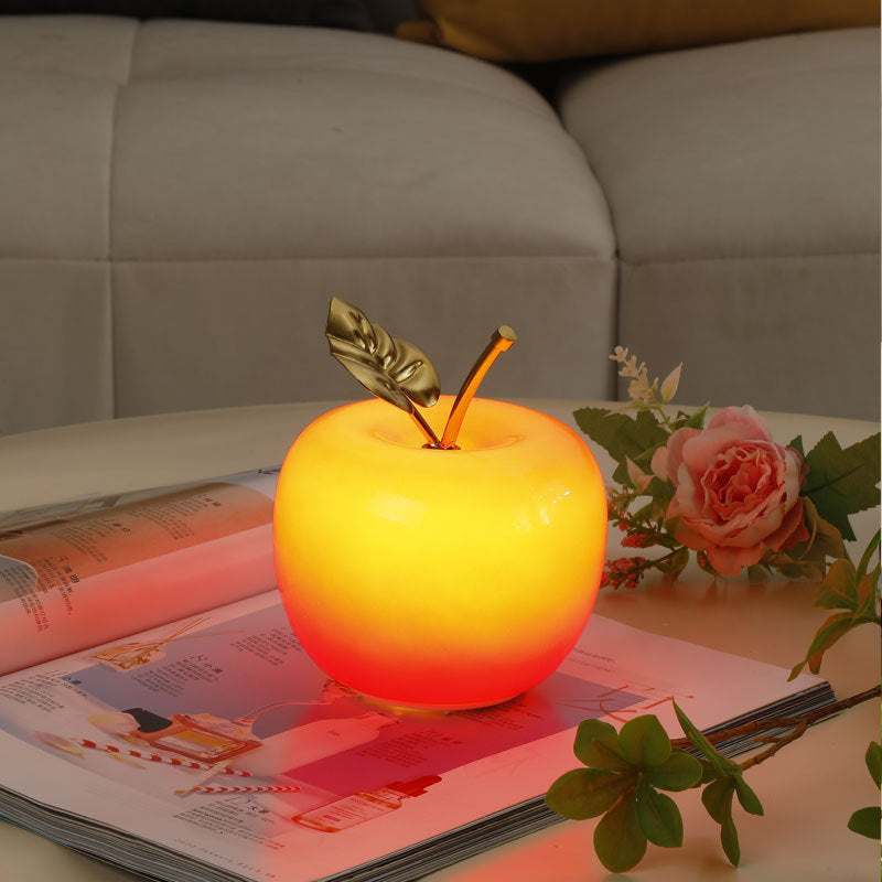 Ceramic Apple Table Lamp with Brass Rod and Metal Base | Thrascher