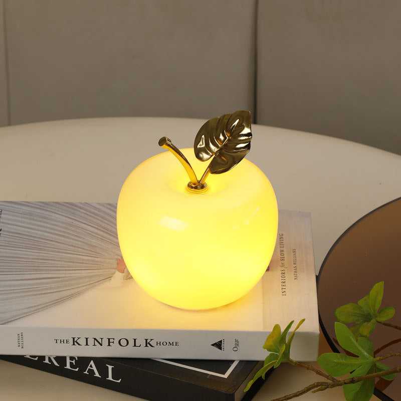Ceramic Apple Table Lamp with Brass Rod and Metal Base | Thrascher