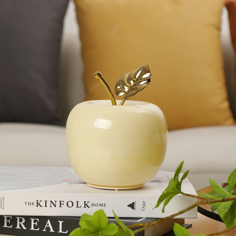 Ceramic Apple Table Lamp with Brass Rod and Metal Base | Thrascher