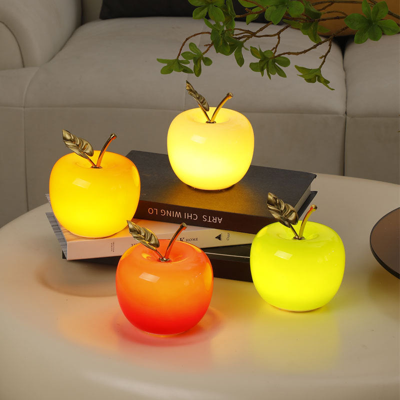 Ceramic Apple Table Lamp with Brass Rod and Metal Base | Thrascher