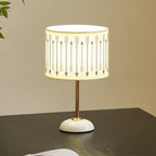 Ceramic Base Bedside Lamp with Fabric Shade in Arrow Pattern | Thrascher