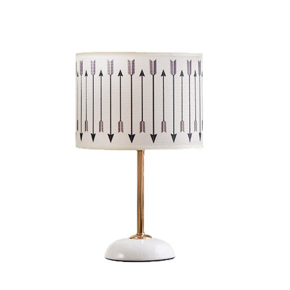 Ceramic Base Bedside Lamp with Fabric Shade in Arrow Pattern | Thrascher