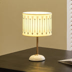 Ceramic Base Bedside Lamp with Fabric Shade in Arrow Pattern | Thrascher