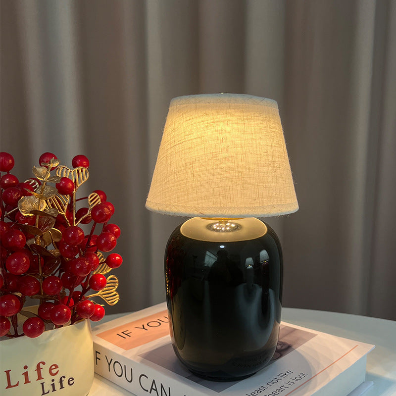 Ceramic Bedside Lamp with Linen Shade | Thrascher