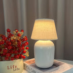 Ceramic Bedside Lamp with Linen Shade | Thrascher