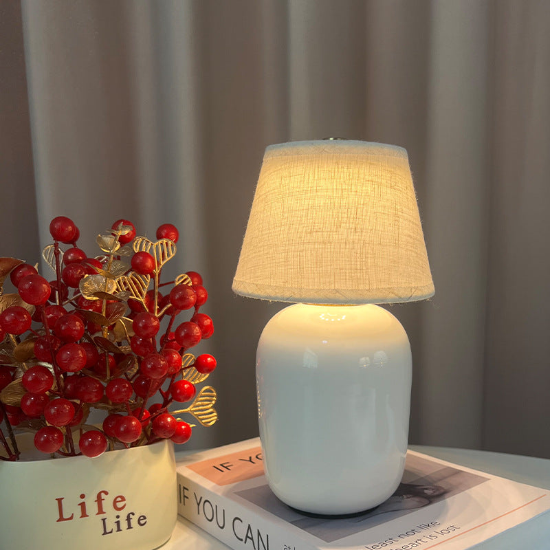 Ceramic Bedside Lamp with Linen Shade | Thrascher