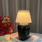 Ceramic Bedside Lamp with Linen Shade | Thrascher