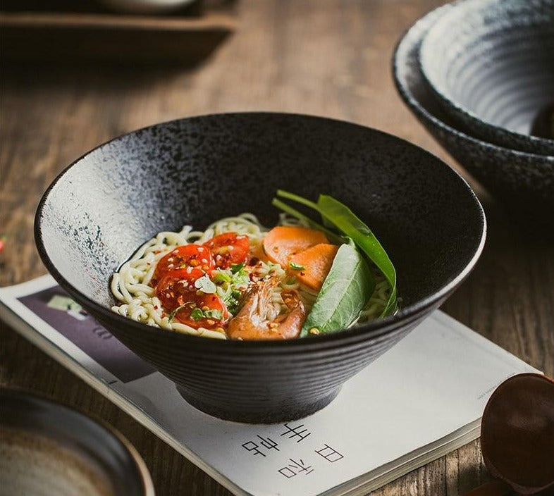 Ceramic Japanese Ramen Bowl, 1100 mL, 20 × 8.2 cm, 3 Colors, 2 Sets, view 3