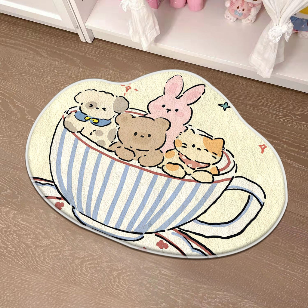 Children's Playful Cat-Shaped Area Mat | Thrascher