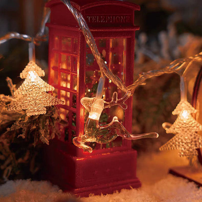 Christmas Tree and Snowflake LED Lights String Battery-Operated Acrylic Ornament Garland | Thrascher