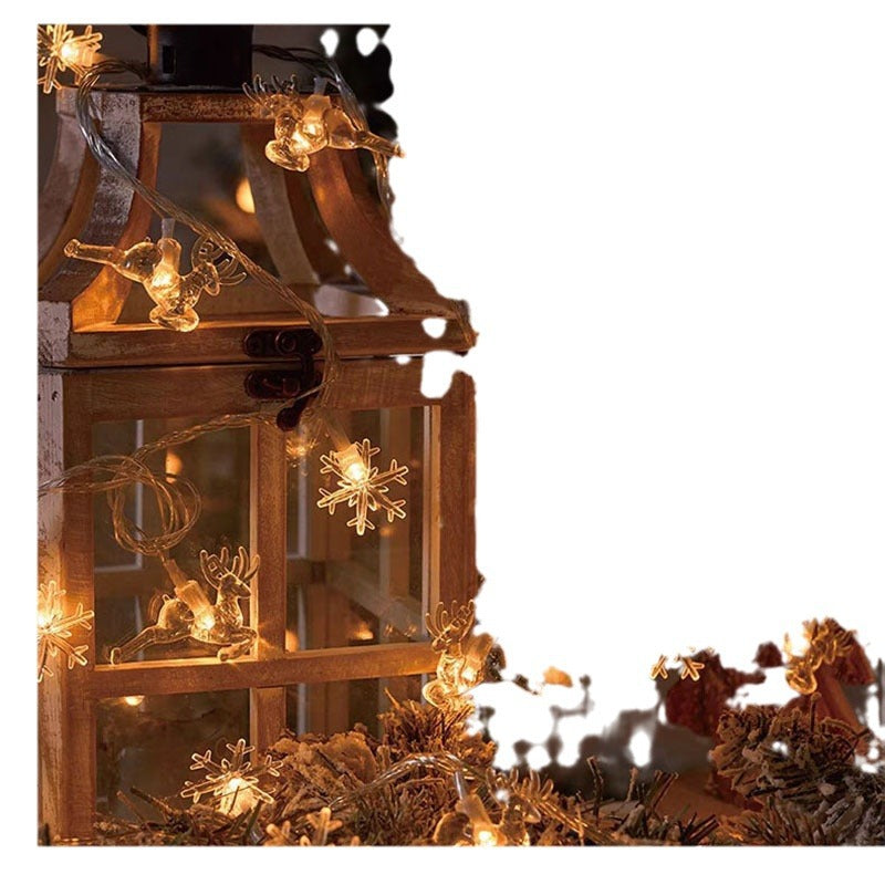 Christmas Tree and Snowflake LED Lights String Battery-Operated Acrylic Ornament Garland | Thrascher