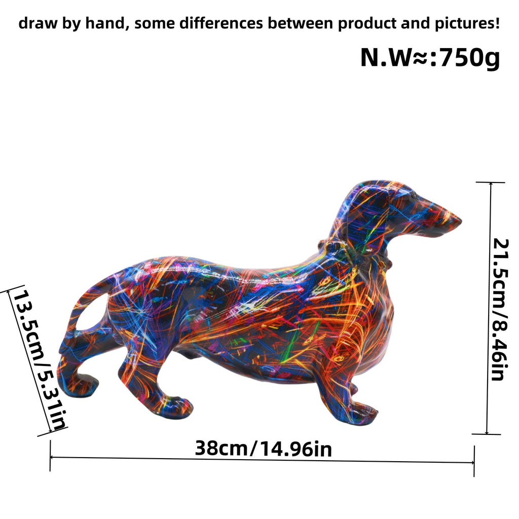 Colorful Decorative Figure of a Dachshund in Graffiti Style | Thrascher