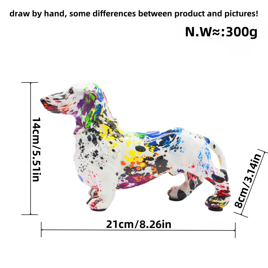 Colorful Decorative Figure of a Dachshund in Graffiti Style | Thrascher