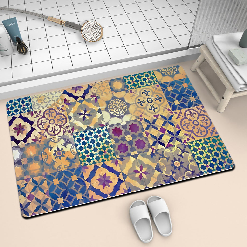 Colorful Geometric Pattern Bath Mat | Thrascher