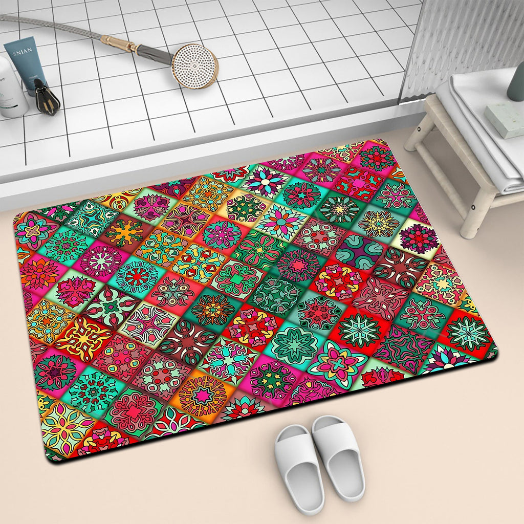 Colorful Geometric Pattern Bath Mat | Thrascher