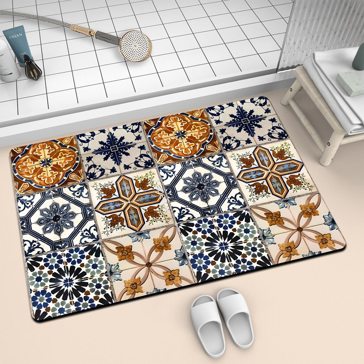 Colorful Geometric Pattern Bath Mat | Thrascher
