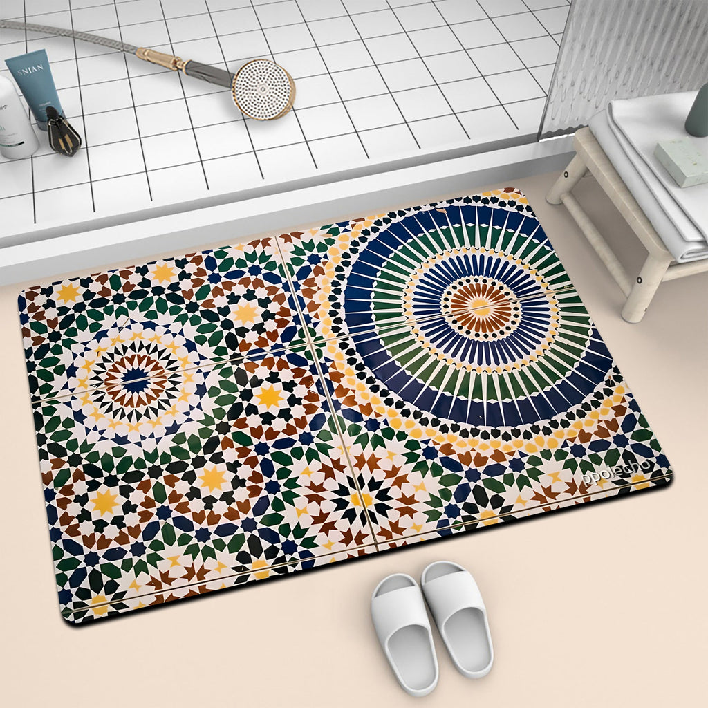 Colorful Geometric Pattern Bath Mat | Thrascher
