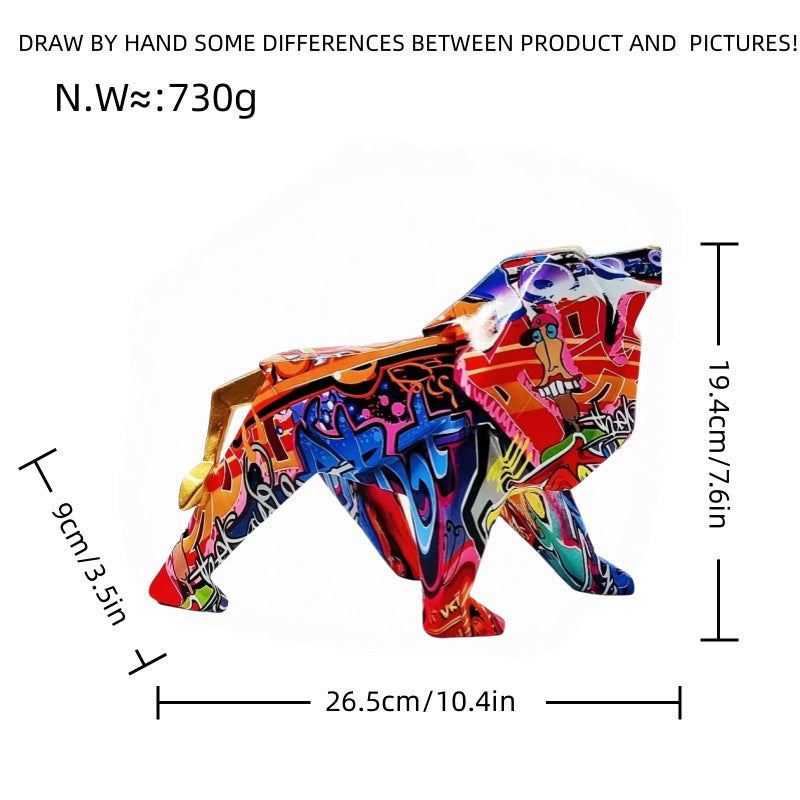 Colorful Lion Figure made of High-Quality Resin | Thrascher