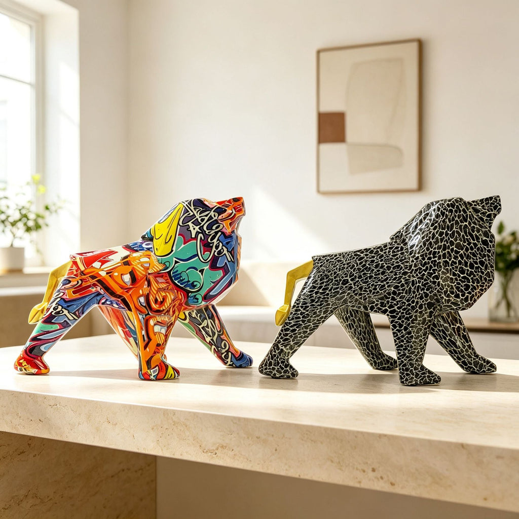 Colorful Lion Figure made of High-Quality Resin | Thrascher