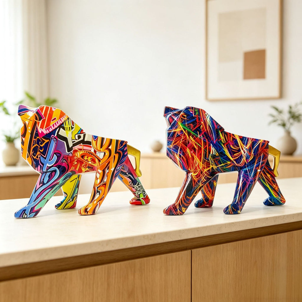 Colorful Lion Figure made of High-Quality Resin | Thrascher