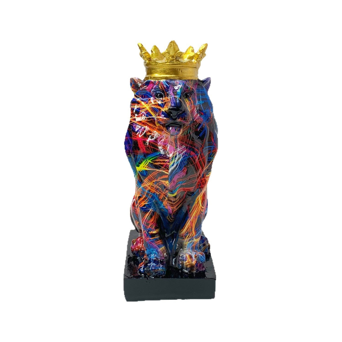 Colorful Lions Sculpture with Crown | Thrascher