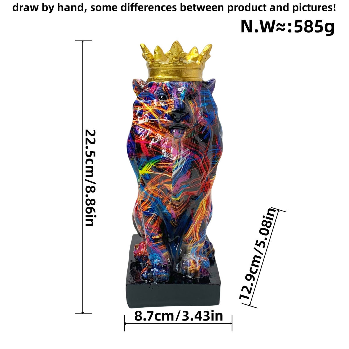 Colorful Lions Sculpture with Crown | Thrascher