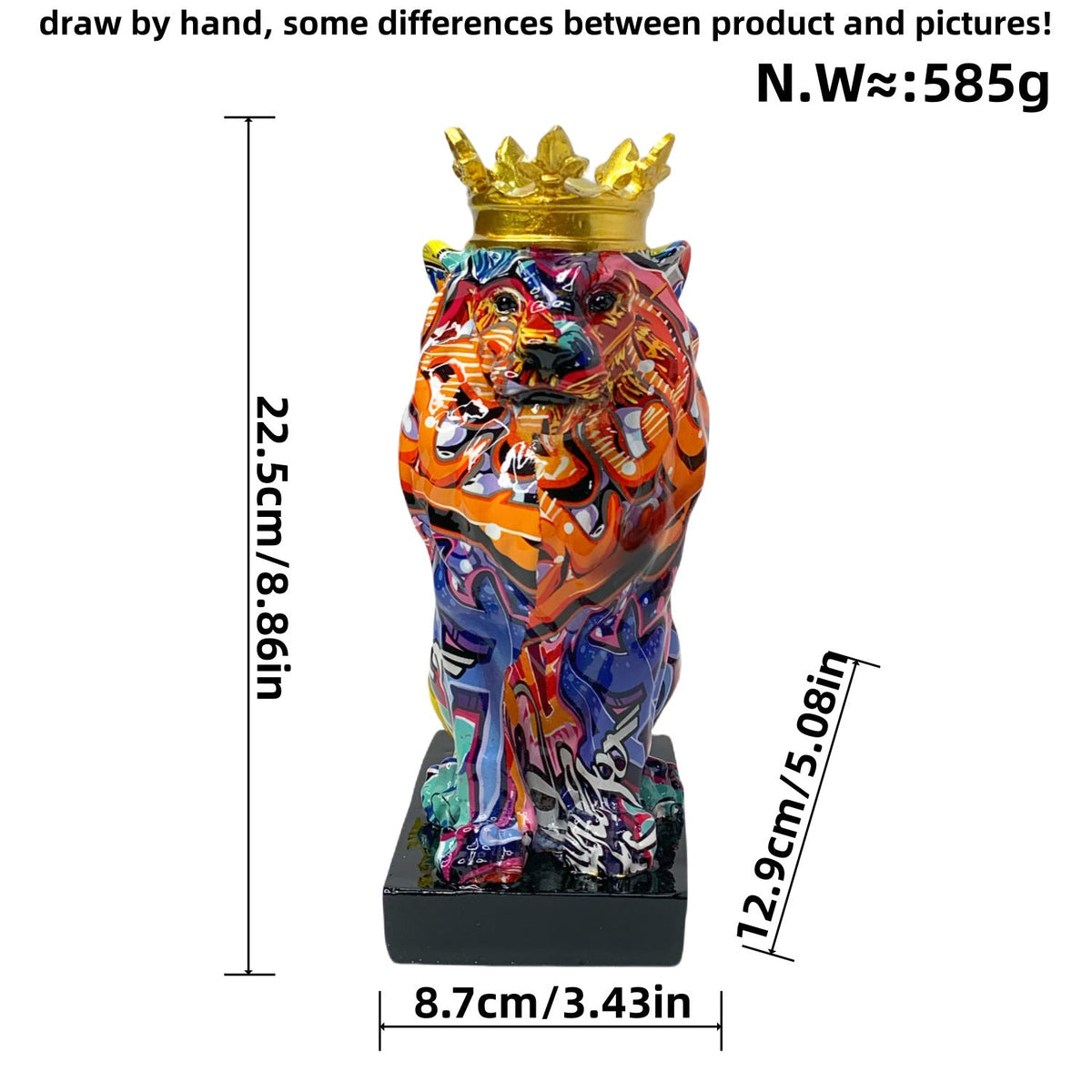 Colorful Lions Sculpture with Crown | Thrascher