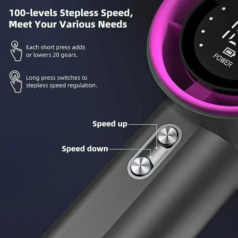 Compact Cordless Hair Dryer with LED Display and Adjustable Speed, view 3