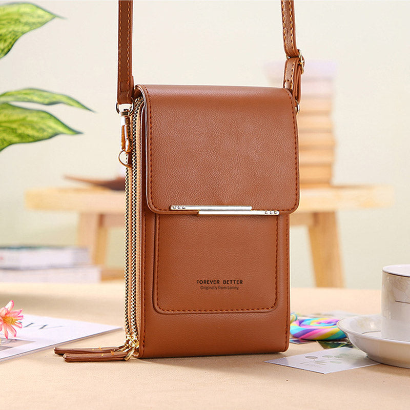 Compact PU Crossbody Bag with Adjustable Strap and Phone Compartment
