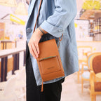 Compact PU Crossbody Bag with Adjustable Strap and Phone Compartment