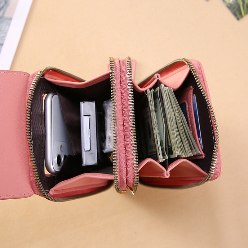 Compact PU Crossbody Bag with Adjustable Strap and Phone Compartment