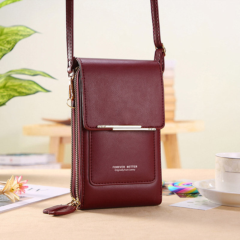 Compact PU Crossbody Bag with Adjustable Strap and Phone Compartment