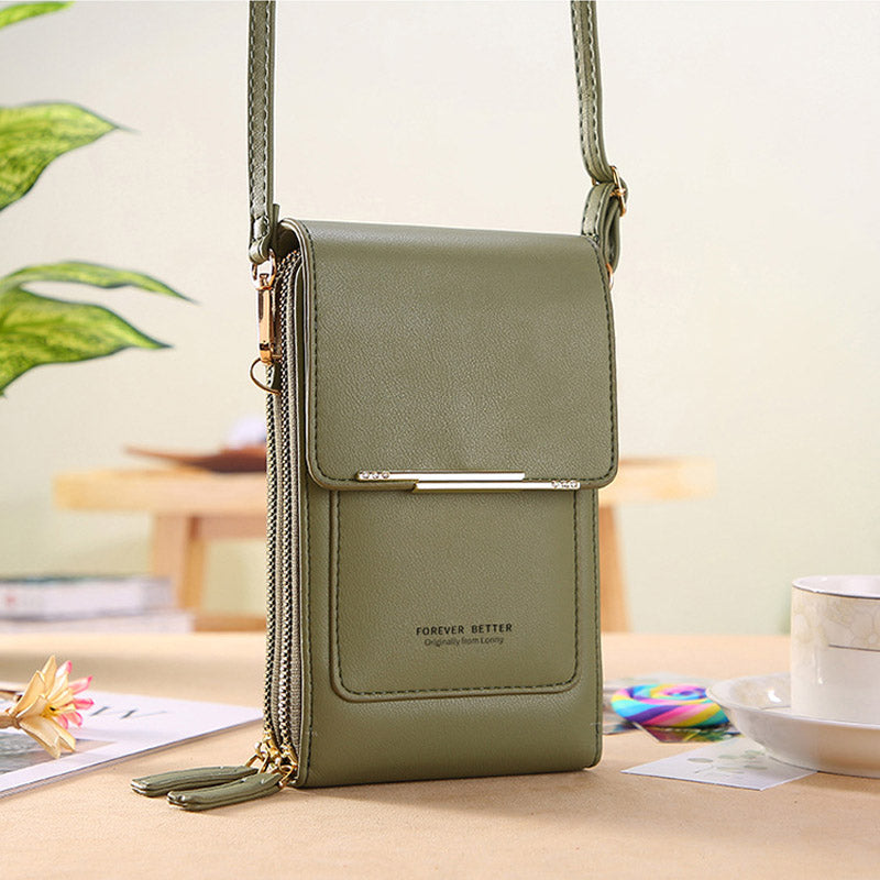 Compact PU Crossbody Bag with Adjustable Strap and Phone Compartment