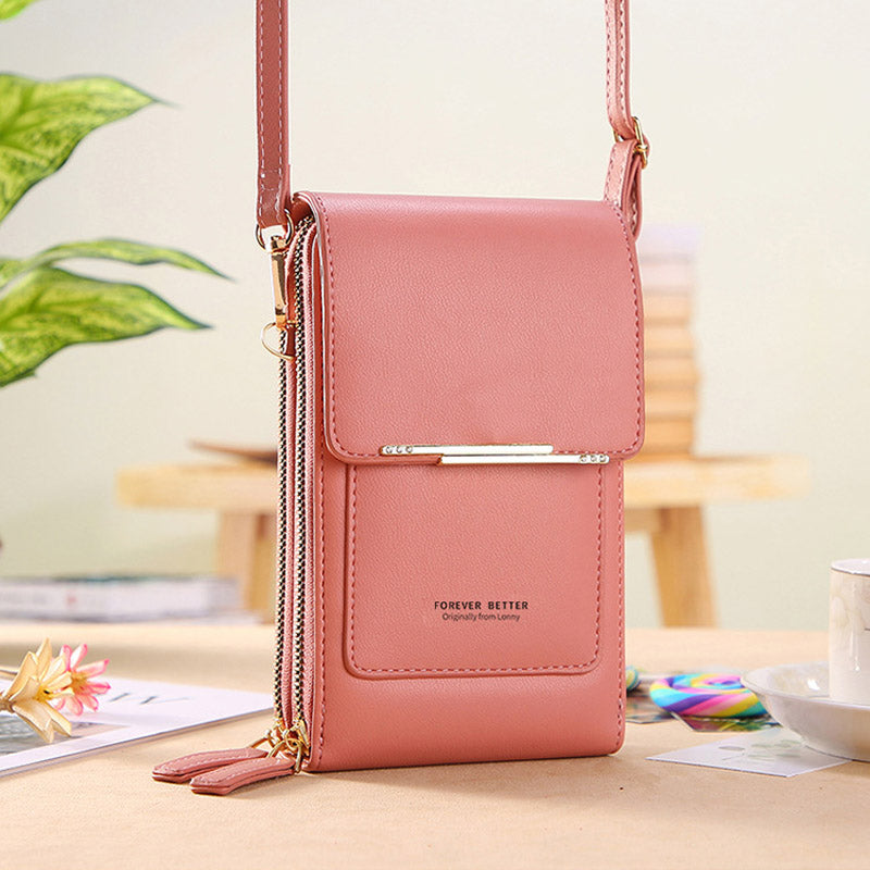 Compact PU Crossbody Bag with Adjustable Strap and Phone Compartment