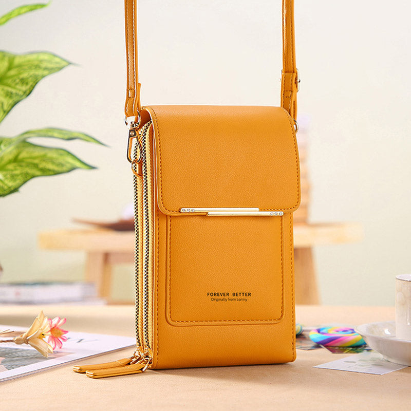Compact PU Crossbody Bag with Adjustable Strap and Phone Compartment