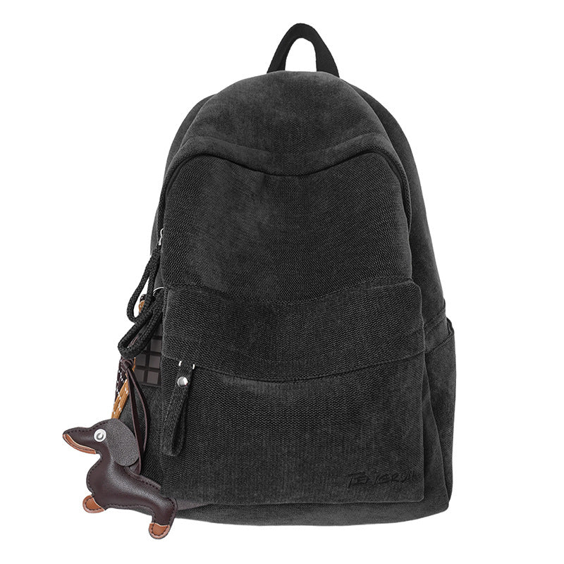 Corduroy Texture School Backpack with Padded Adjustable Straps, view 2
