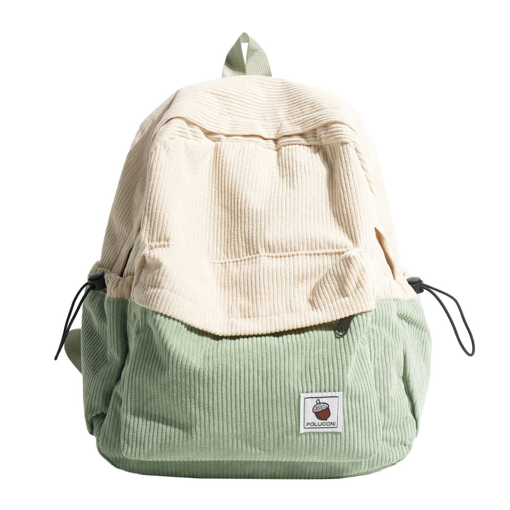 Corduroy Textured Backpack with Adjustable Padded Straps for School, view 2
