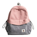 Corduroy Textured Backpack with Adjustable Padded Straps for School
