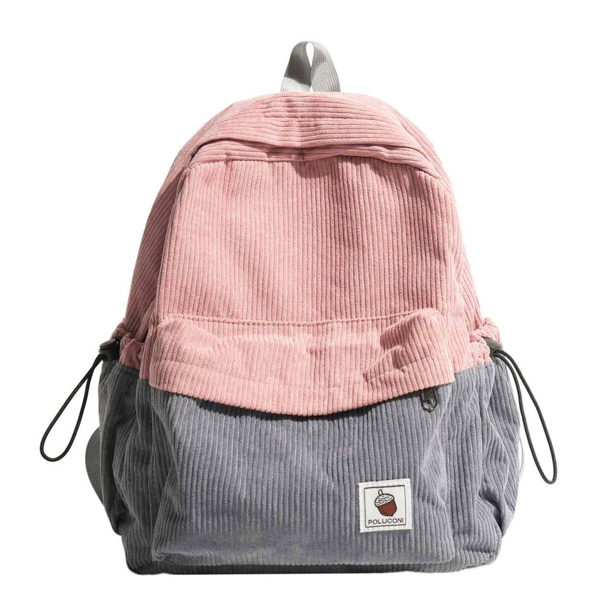 Corduroy Textured Backpack with Adjustable Padded Straps for School
