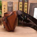 Cowhide Leather Waist Bag for Men, 22 cm, Adjustable Strap, view 4