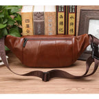 Cowhide Leather Waist Bag for Men, 22 cm, Adjustable Strap, view 5