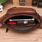 Cowhide Leather Waist Bag for Men, 22 cm, Adjustable Strap, view 6
