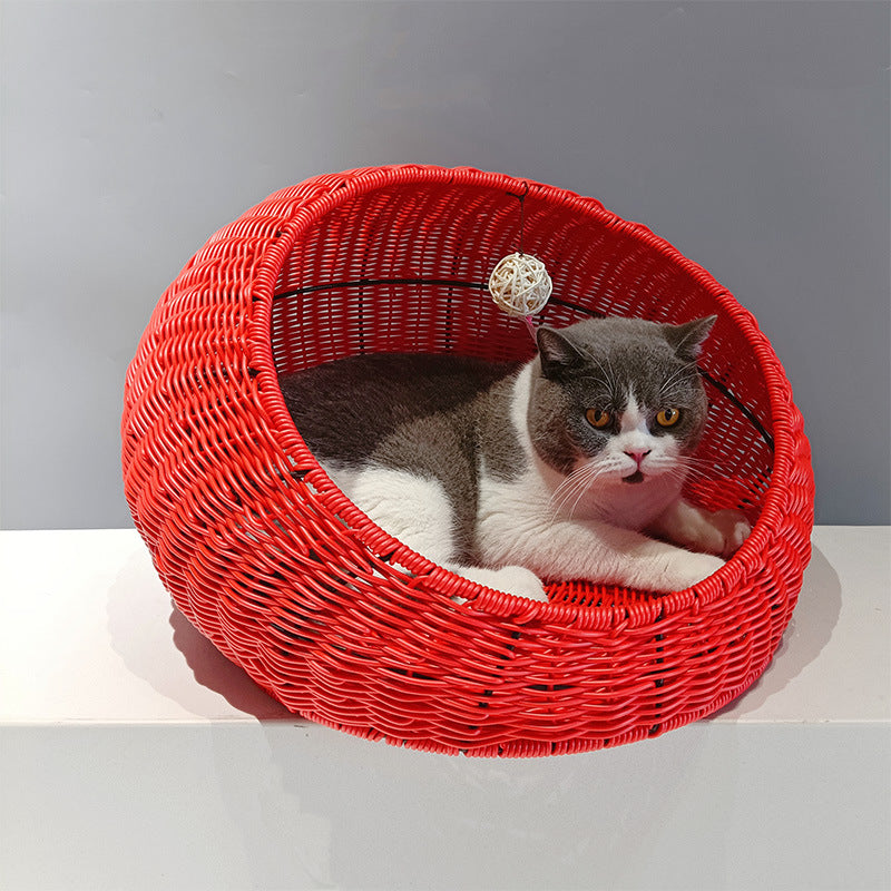 Cozy Cat Bed made of Woven Natural Material | Thrascher