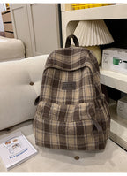 Cozy Plaid School Backpack with Adjustable Shoulder Straps, view 2