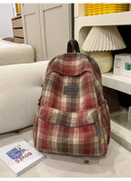 Cozy Plaid School Backpack with Adjustable Shoulder Straps, view 3