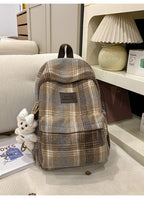 Cozy Plaid School Backpack with Adjustable Shoulder Straps, view 4