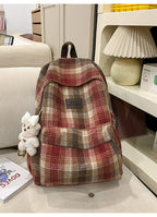 Cozy Plaid School Backpack with Adjustable Shoulder Straps, view 5