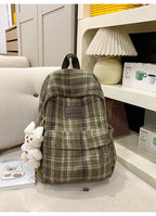 Cozy Plaid School Backpack with Adjustable Shoulder Straps, view 6
