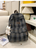 Cozy Plaid School Backpack with Adjustable Shoulder Straps