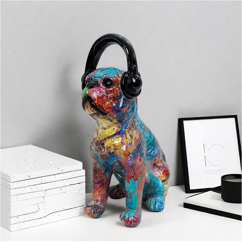 Creative Bulldog Sculpture with Headphones | Thrascher